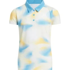 Clearance adidas Junior Girls All-Over Printed Golf Polo Shirt Junior Polo Shirts