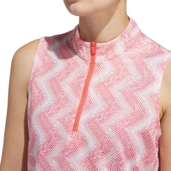 Sale adidas Ladies Ultimate365 Ottoman Print Sleeveless Golf Polo Shirt Ladies Polo Shirts