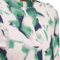 Clearance adidas Ladies Ultimate365 Printed Quarter Zip Mock Golf Polo shirt Ladies Polo Shirts