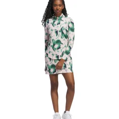 Clearance adidas Ladies Ultimate365 Printed Quarter Zip Mock Golf Polo shirt Ladies Polo Shirts