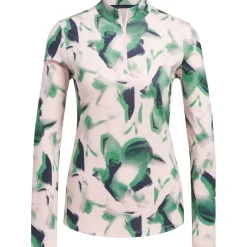 Clearance adidas Ladies Ultimate365 Printed Quarter Zip Mock Golf Polo shirt Ladies Polo Shirts