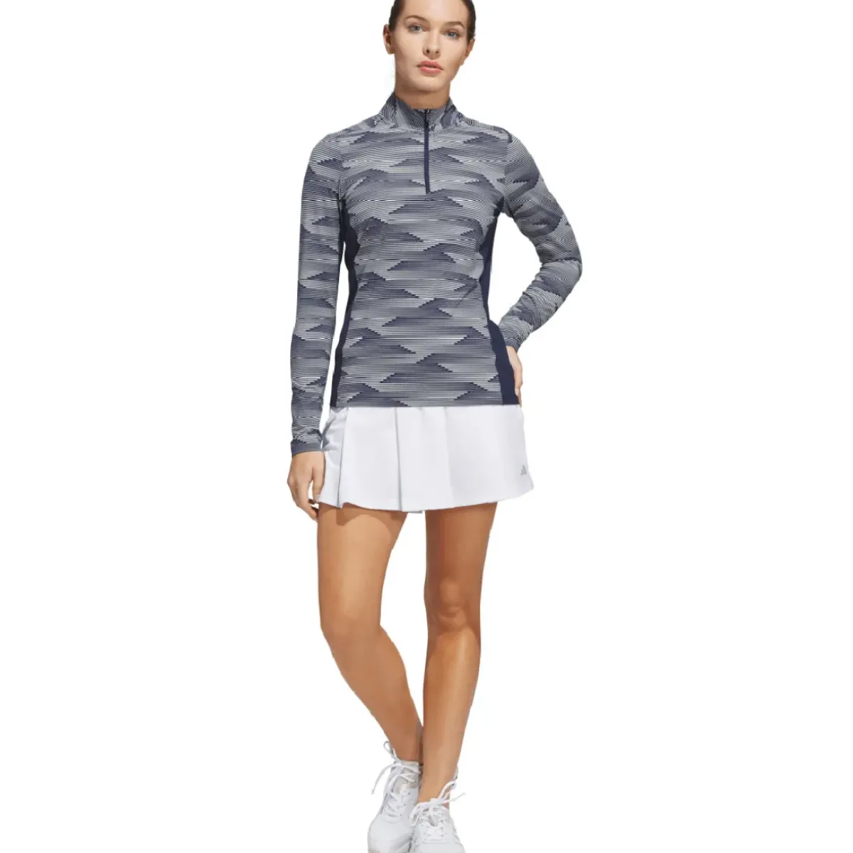 Online adidas Ladies Ultimate365 Printed Quarter Zip Mock Golf Mid Layer Ladies Midlayers|Men's Midlayers