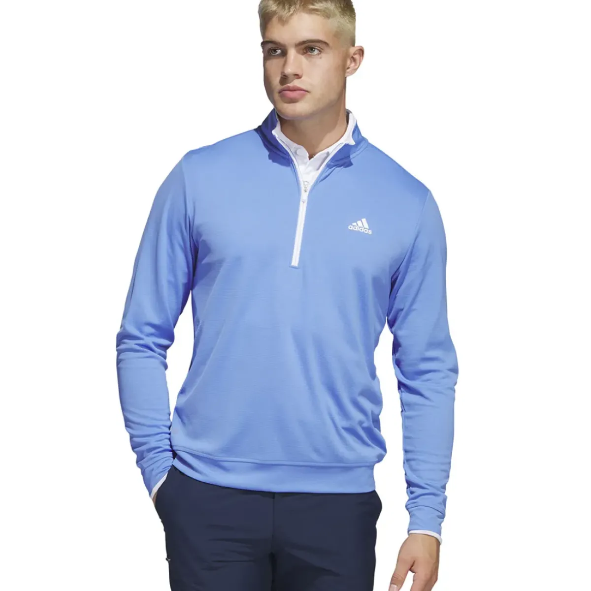 adidas Men's PRIMEGREEN UPF Half Zip Golf Midlayer Men's Sweaters|Men's Midlayers