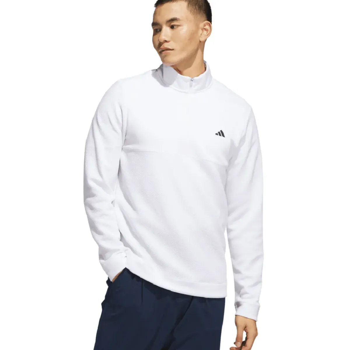 New adidas Men's Ultimate365 Textured Quarter Zip Golf Mid Layer Men's Sweaters|Men's Midlayers