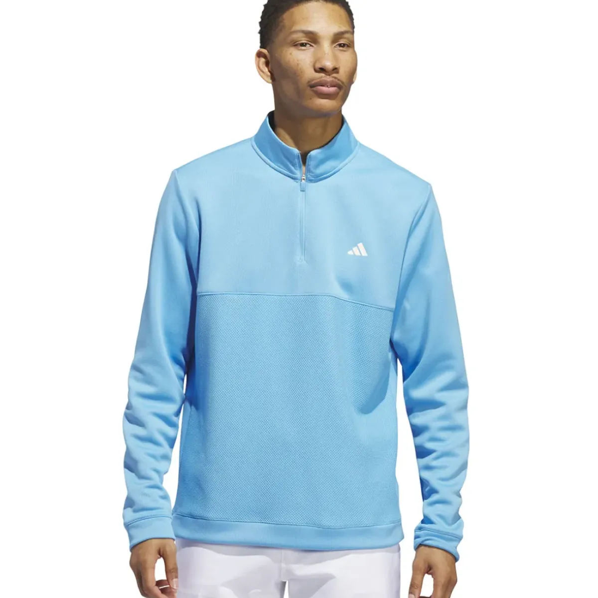 New adidas Men's Ultimate365 Textured Quarter Zip Golf Mid Layer Men's Sweaters|Men's Midlayers