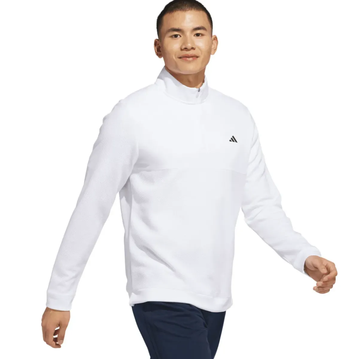 New adidas Men's Ultimate365 Textured Quarter Zip Golf Mid Layer Men's Sweaters|Men's Midlayers