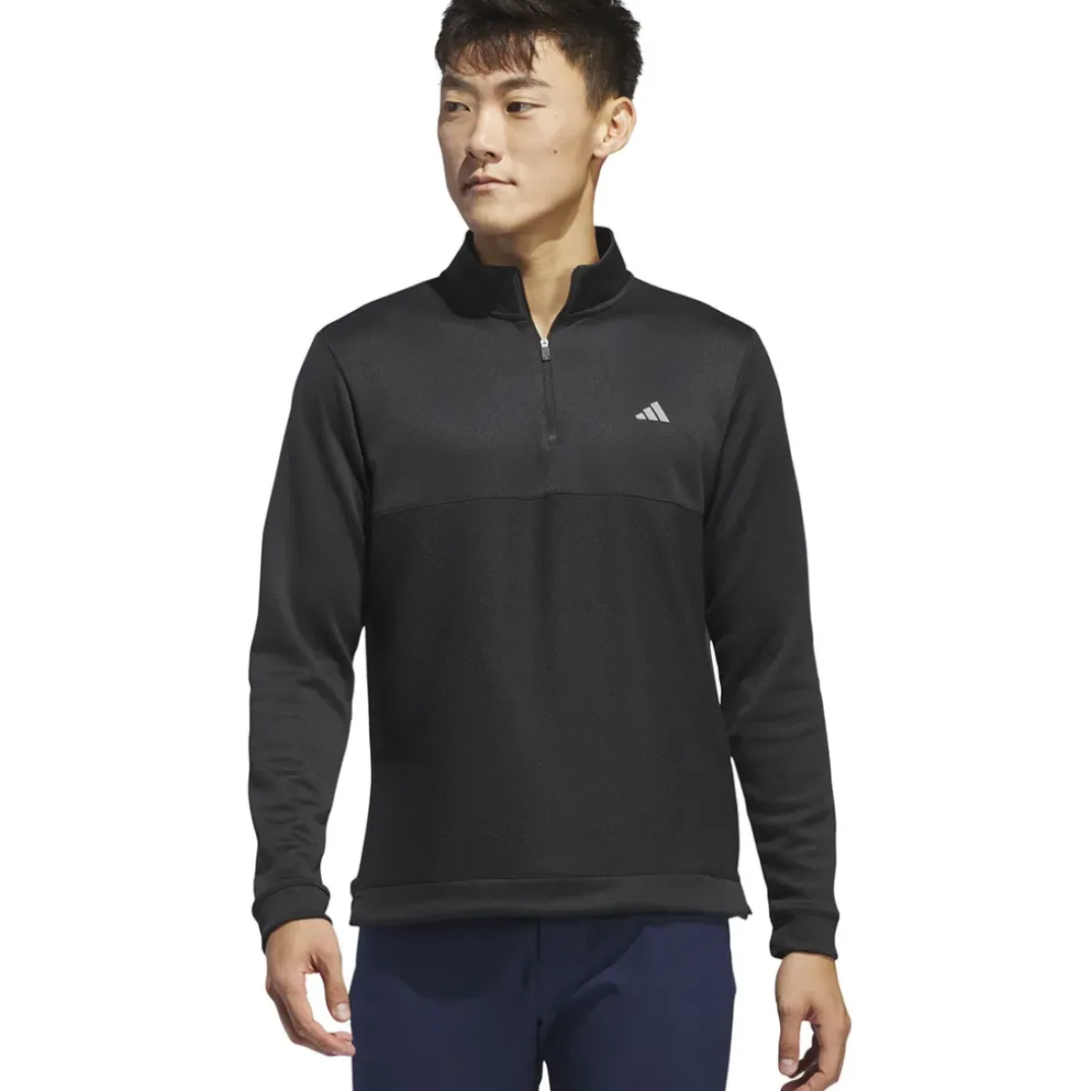 New adidas Men's Ultimate365 Textured Quarter Zip Golf Mid Layer Men's Sweaters|Men's Midlayers