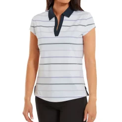 New Ladies Birdseye Stripe Smooth Jacquard Golf Polo Shirt Ladies Polo Shirts