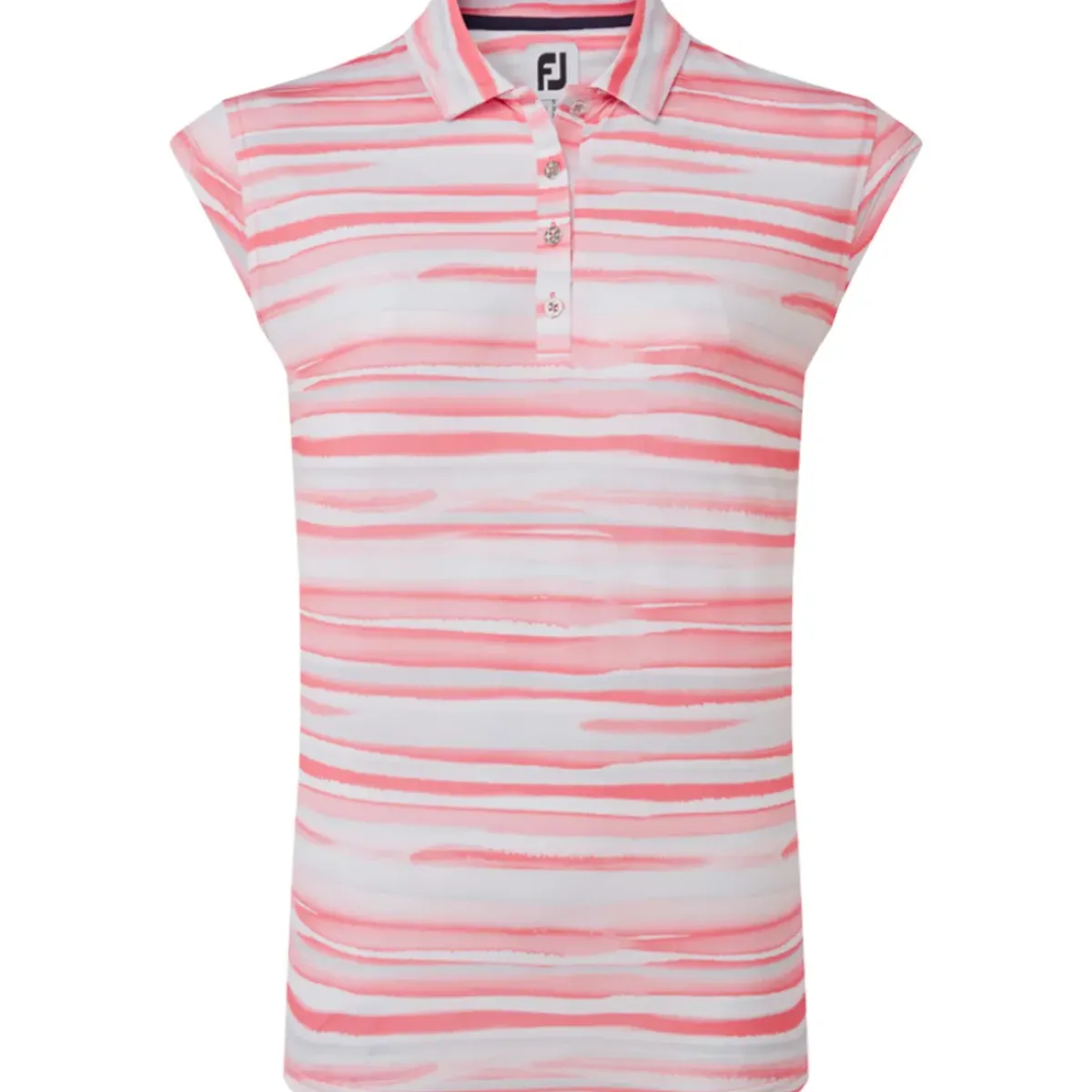 Outlet Ladies Cap Sleeve Watercolour Print Lisle Golf Polo Shirt Ladies Polo Shirts