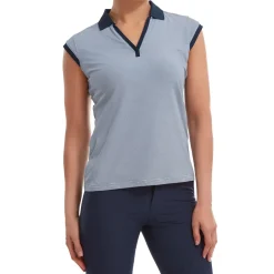 Clearance Ladies End on End Striped Lisle Golf Polo Shirt Ladies Polo Shirts