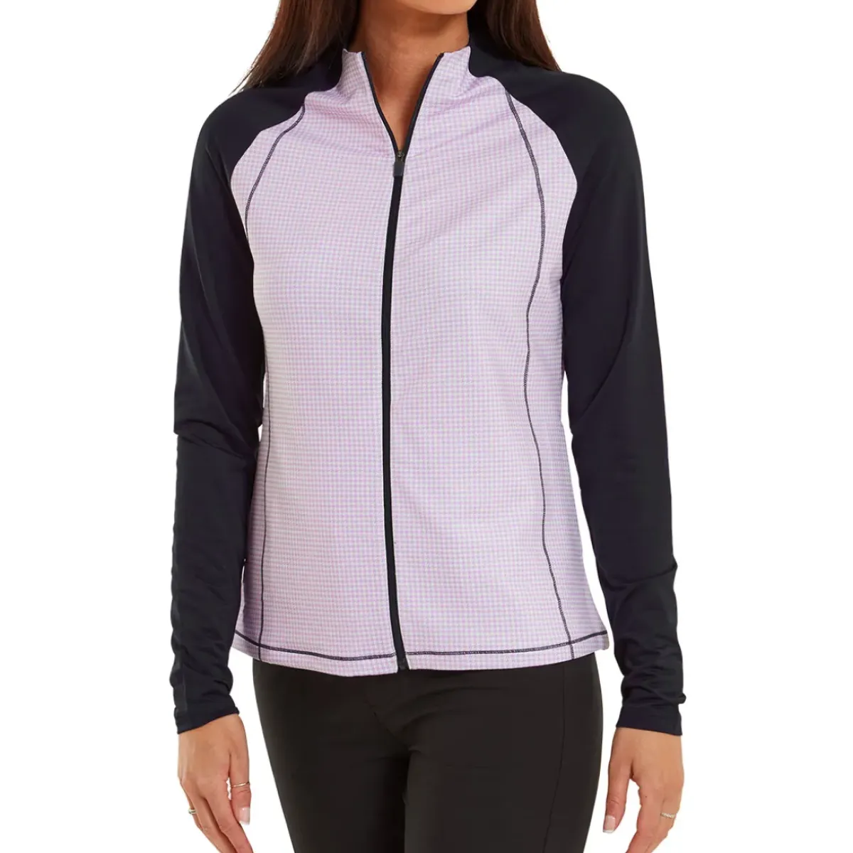 Outlet Ladies Houndstooth Printed Full Zip Golf Mid Layer Ladies Midlayers|Men's Midlayers