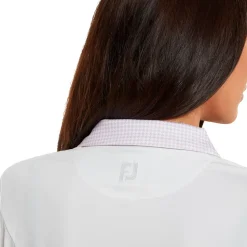 Sale Ladies Houndstooth Trim 3/4 Sleeve Lisle Golf Polo Shirt Ladies Polo Shirts