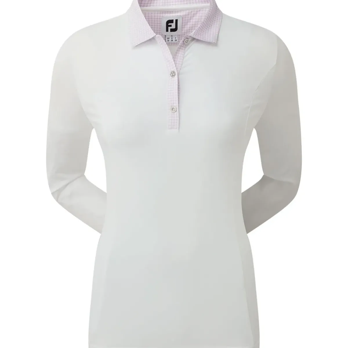 Sale Ladies Houndstooth Trim 3/4 Sleeve Lisle Golf Polo Shirt Ladies Polo Shirts