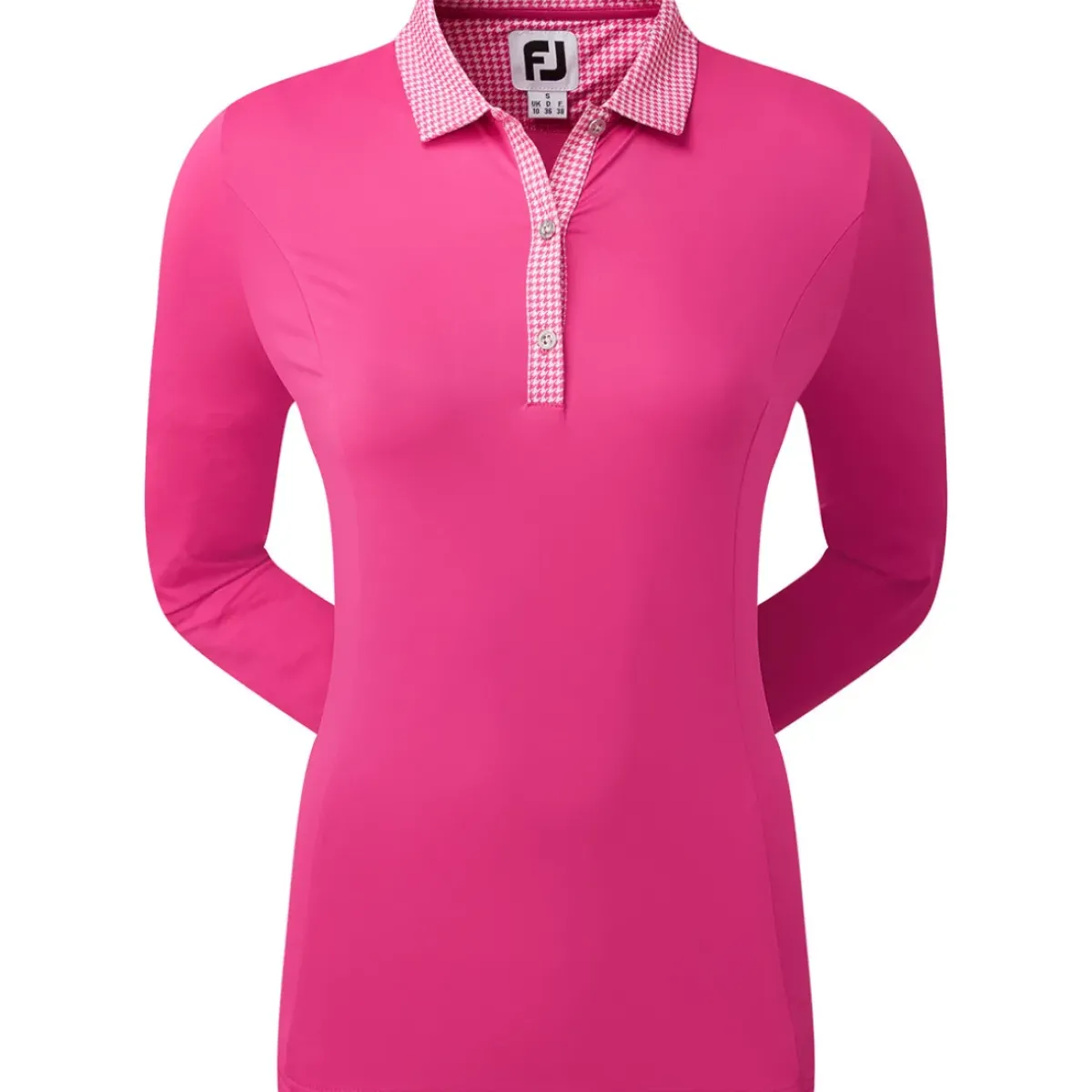Sale Ladies Houndstooth Trim 3/4 Sleeve Lisle Golf Polo Shirt Ladies Polo Shirts