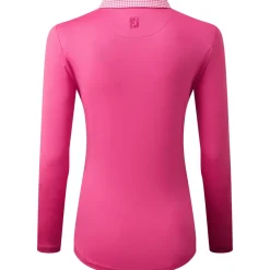 Sale Ladies Houndstooth Trim 3/4 Sleeve Lisle Golf Polo Shirt Ladies Polo Shirts