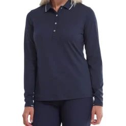 New Ladies Thermal Solid Long Sleeve Golf Polo Shirt Ladies Polo Shirts