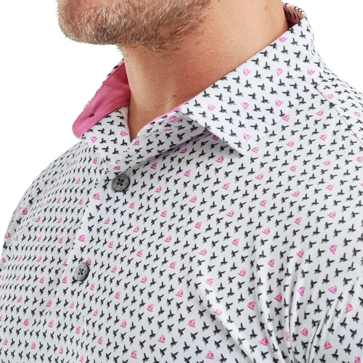 New Men's Flying Wasp Print Lisle Golf Polo Shirt Men's Polo Shirts