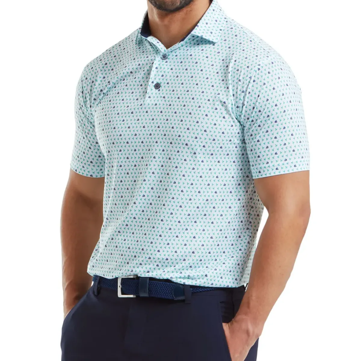 New Men's Flying Wasp Print Lisle Golf Polo Shirt Men's Polo Shirts