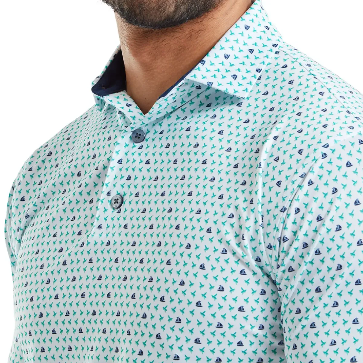 New Men's Flying Wasp Print Lisle Golf Polo Shirt Men's Polo Shirts