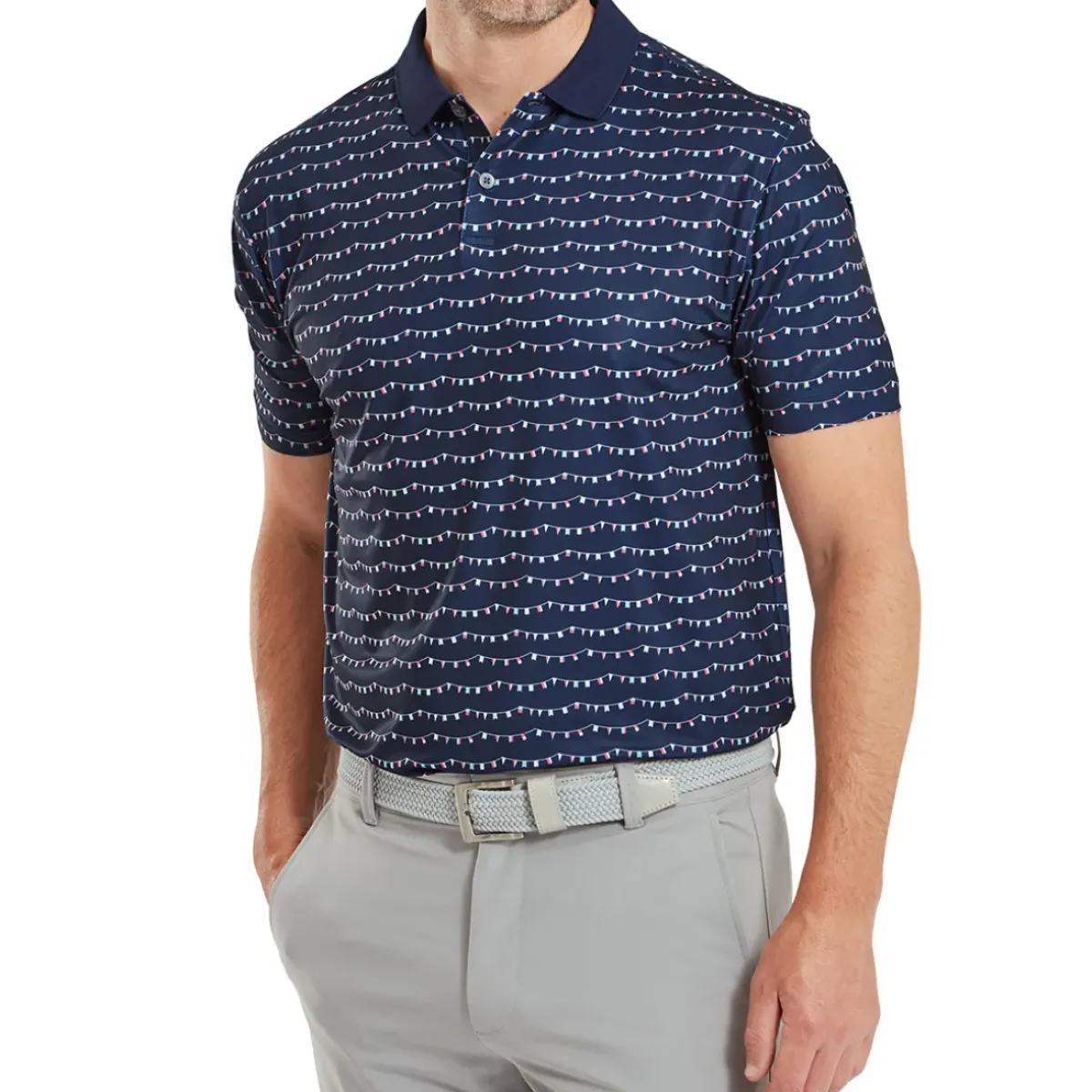 Clearance Men's Golf Course Doodle Pique Golf Polo Shirt Men's Polo Shirts