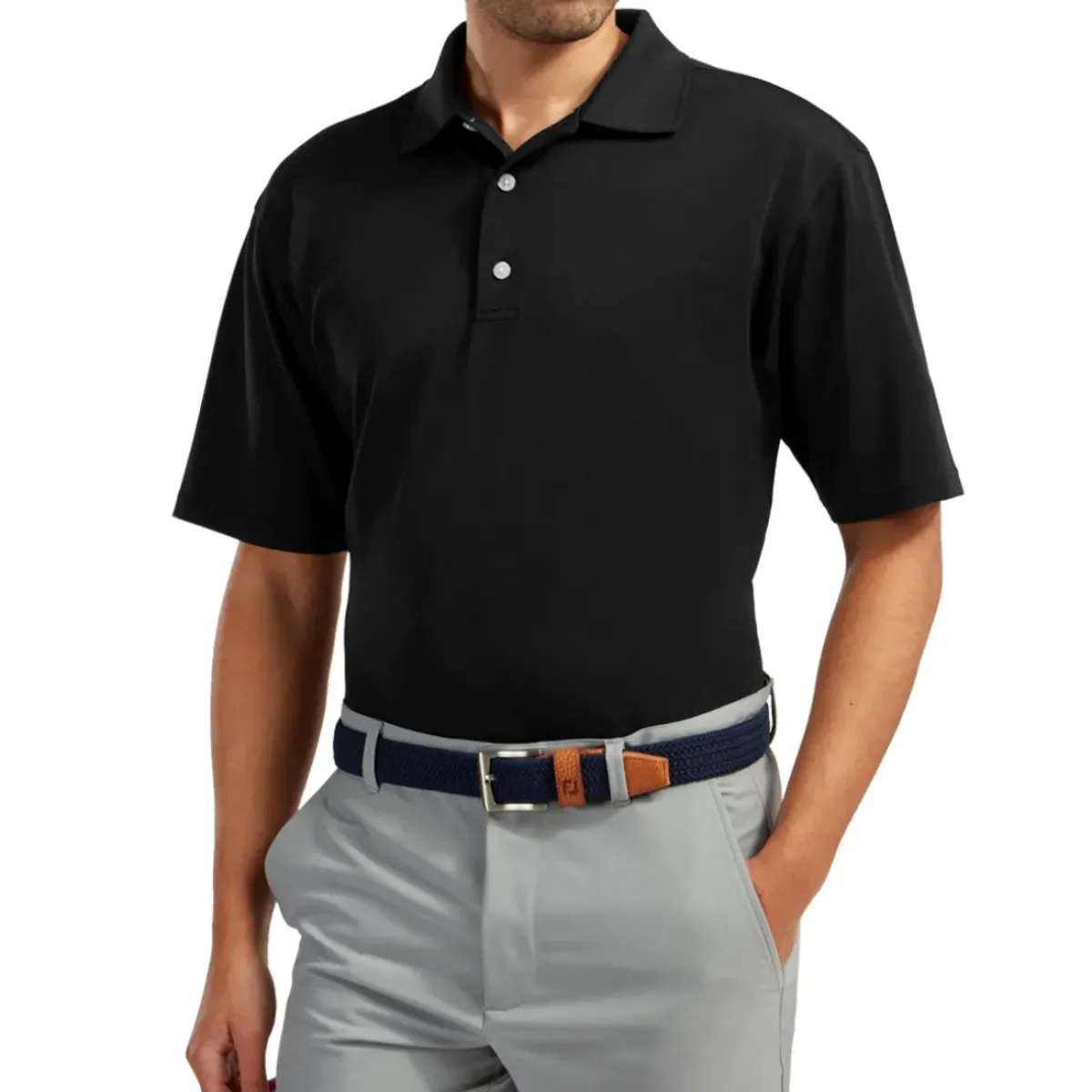 New Men's Stretch Pique Solid Knit Collar Golf Polo Shirt Men's Polo Shirts