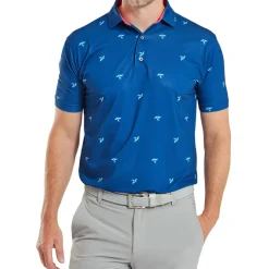 Clearance Men's Thistle Print Lisle Golf Polo Shirt Men's Polo Shirts