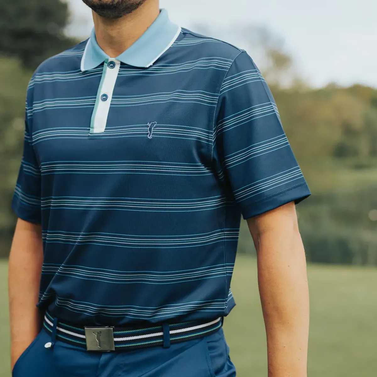 Online Men's Multi-Stripe Breathable Golf Polo Shirt Men's Polo Shirts