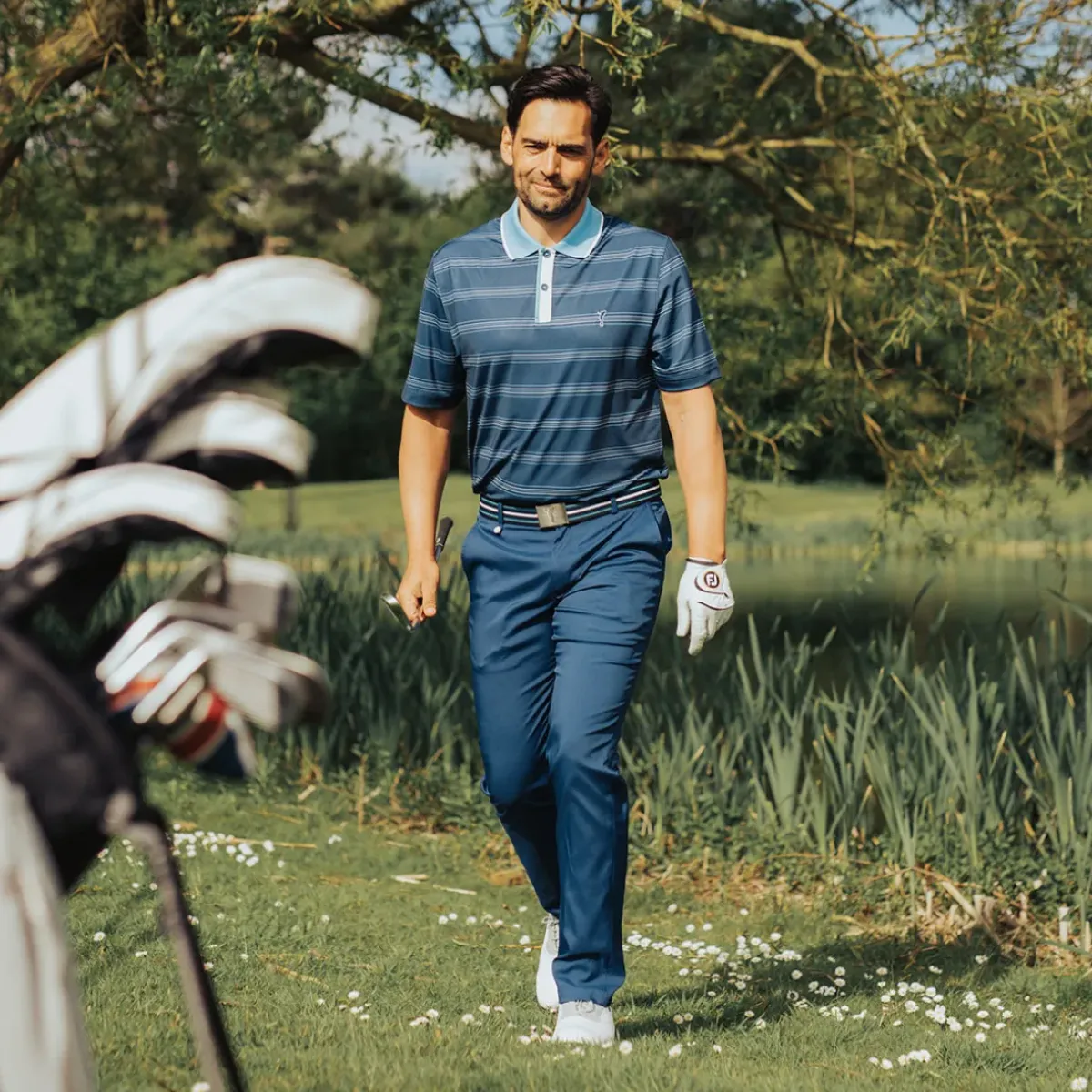 Discount Men's Multi-Stripe Breathable Golf Polo Shirt Men's Polo Shirts