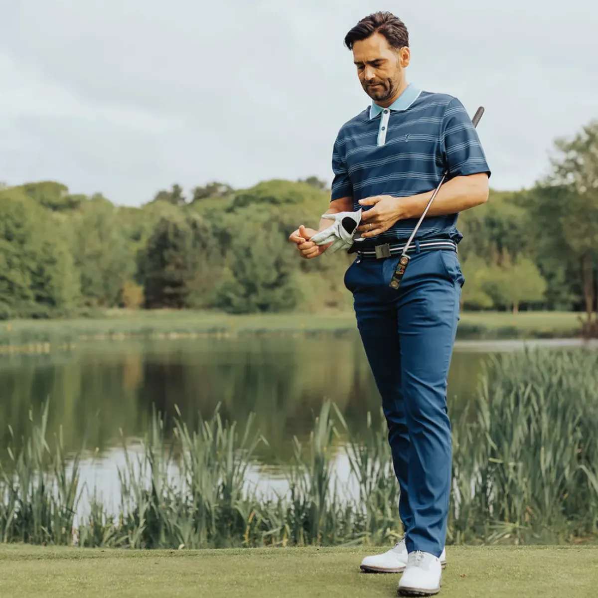 Discount Men's Multi-Stripe Breathable Golf Polo Shirt Men's Polo Shirts