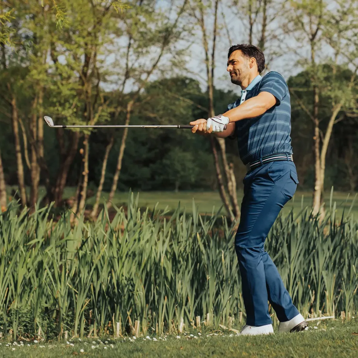 Discount Men's Multi-Stripe Breathable Golf Polo Shirt Men's Polo Shirts