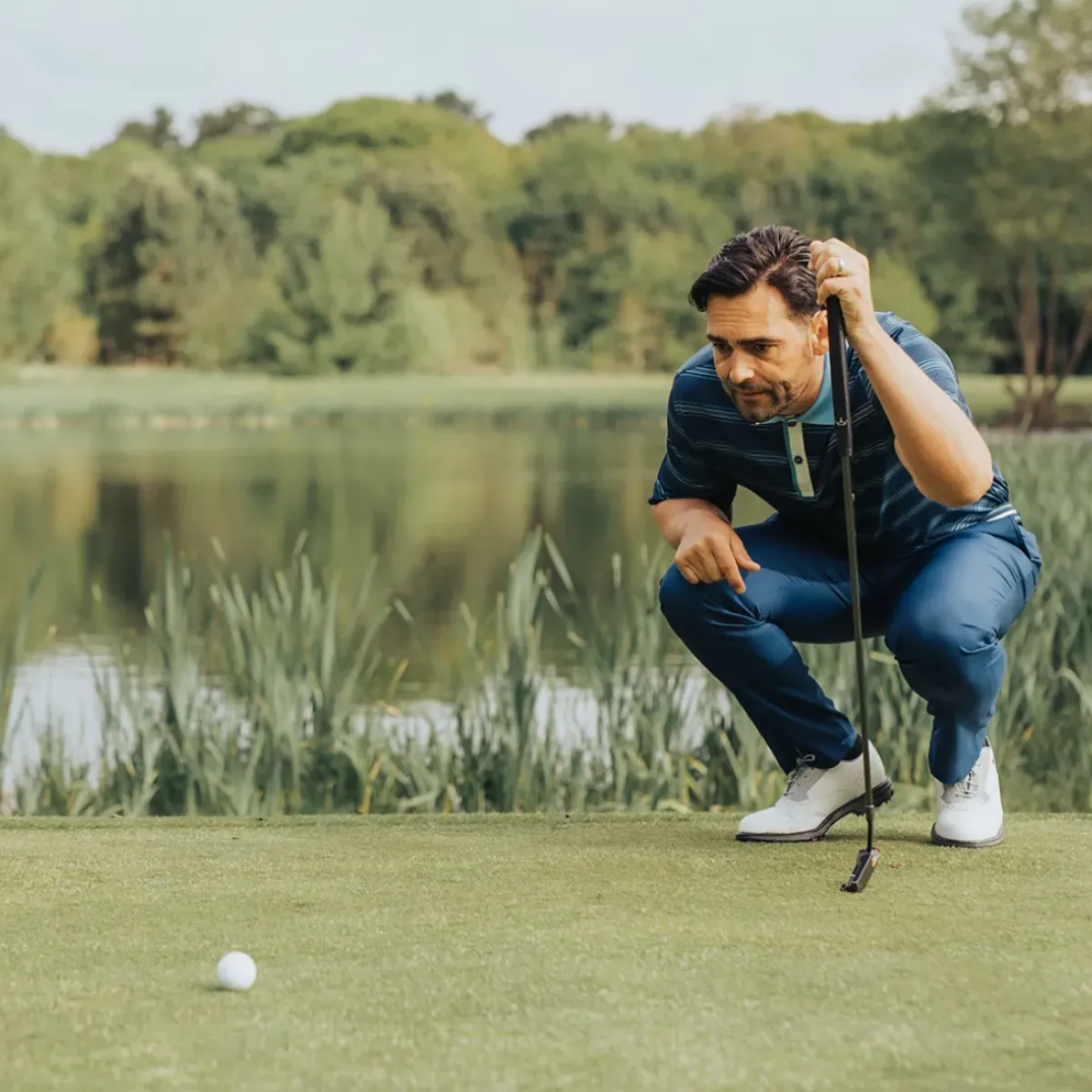 Discount Men's Multi-Stripe Breathable Golf Polo Shirt Men's Polo Shirts