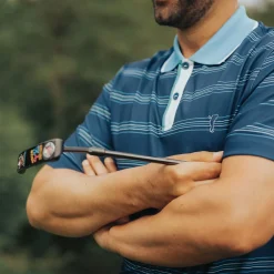 Discount Men's Multi-Stripe Breathable Golf Polo Shirt Men's Polo Shirts