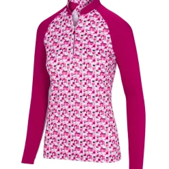 Ladies Prism Print L/S Half Zip Golf Midlayer Ladies Midlayers|Men's Midlayers