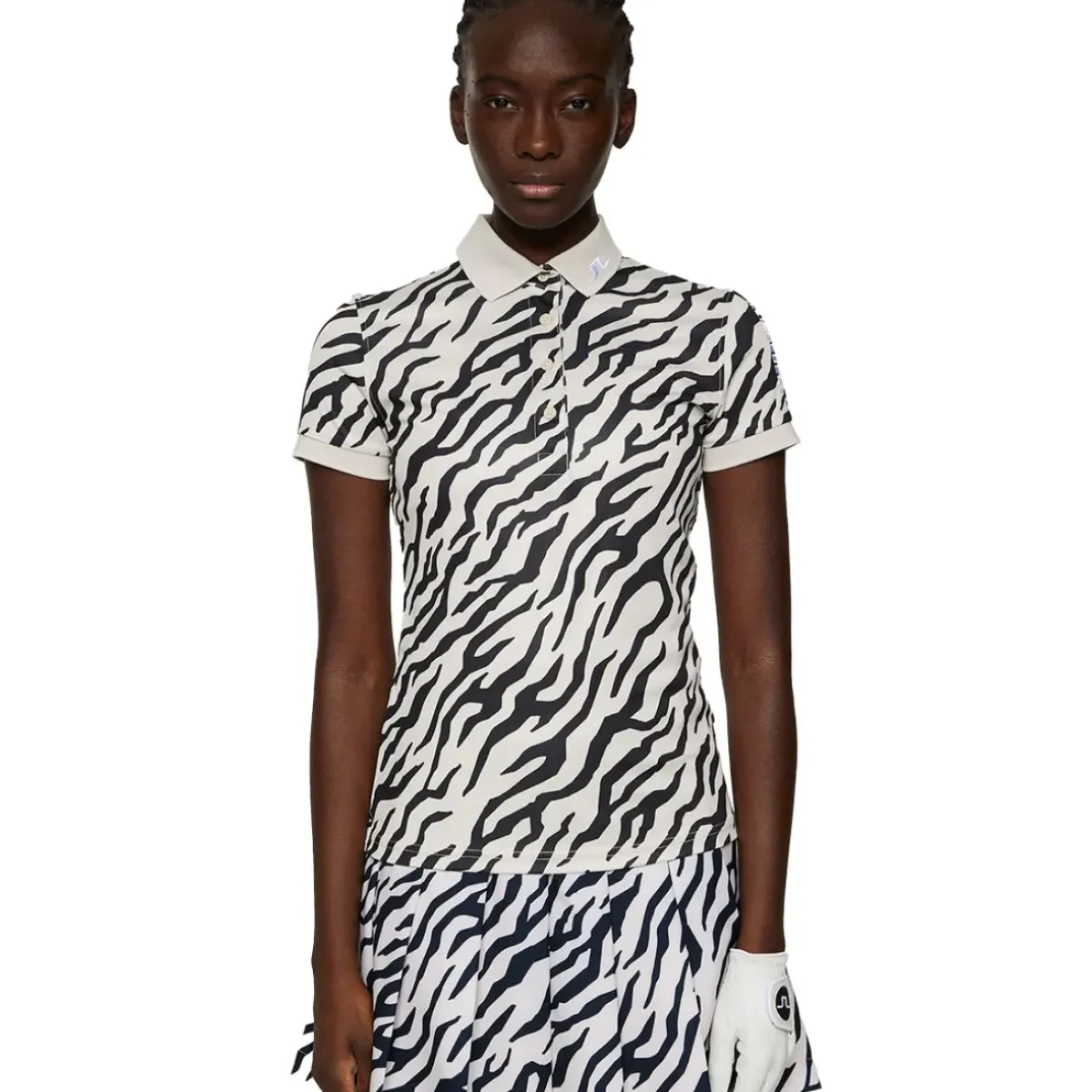 Online J.Lindeberg Ladies Tour Tech Print Golf Polo Shirt Ladies Polo Shirts