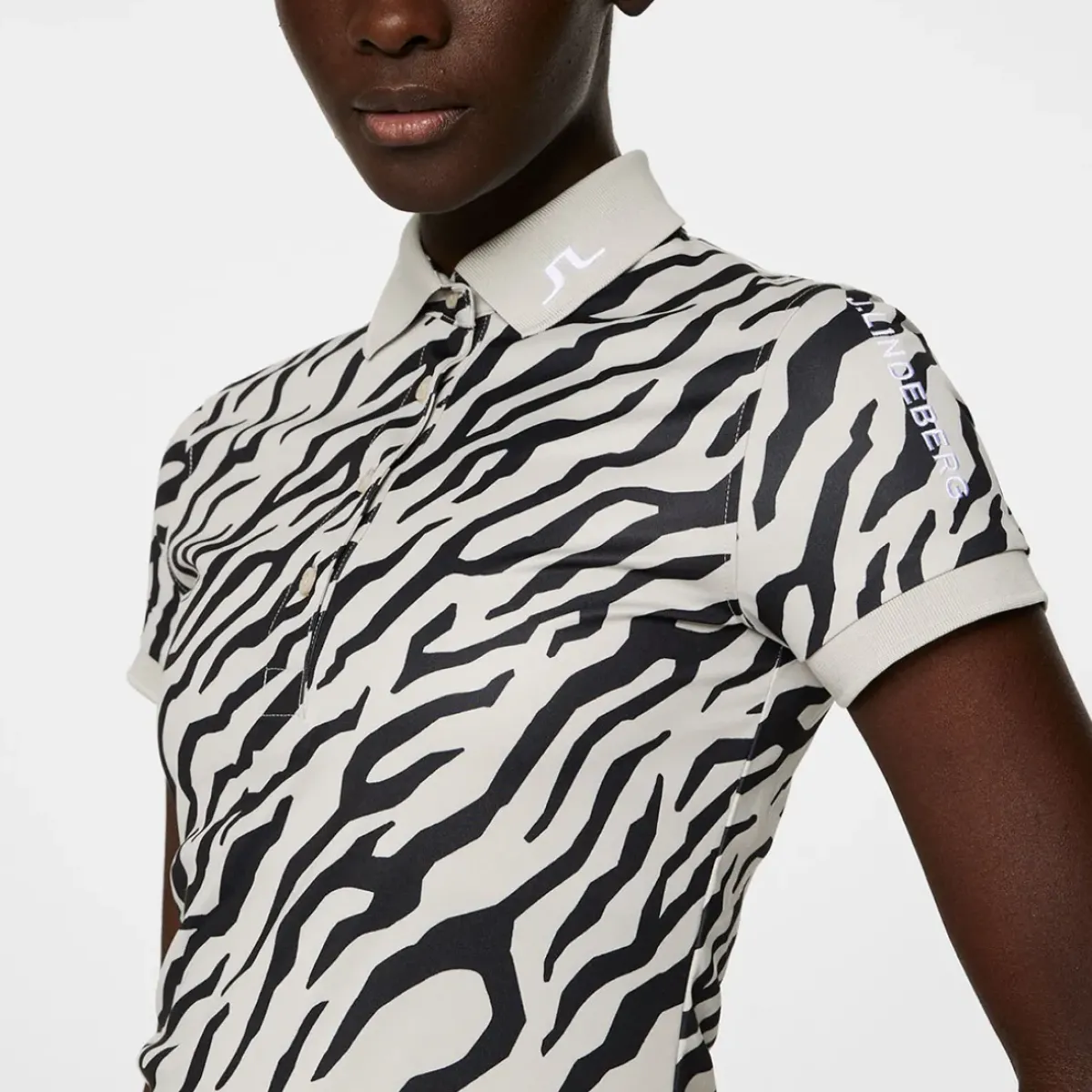 Online J.Lindeberg Ladies Tour Tech Print Golf Polo Shirt Ladies Polo Shirts