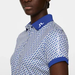 Online J.Lindeberg Ladies Tour Tech Print Golf Polo Shirt Ladies Polo Shirts