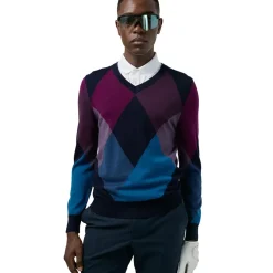New J.Lindeberg Men's Active Argyle Golf Sweater Men's Sweaters|Men's Midlayers