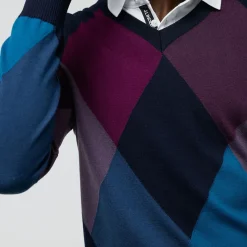 New J.Lindeberg Men's Active Argyle Golf Sweater Men's Sweaters|Men's Midlayers
