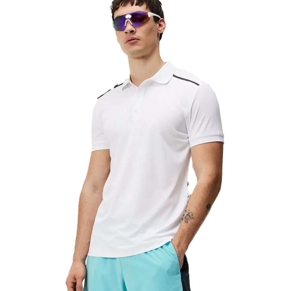 Discount J.Lindeberg Men's Lionel Shoulder Golf Polo Shirt Men's Polo Shirts