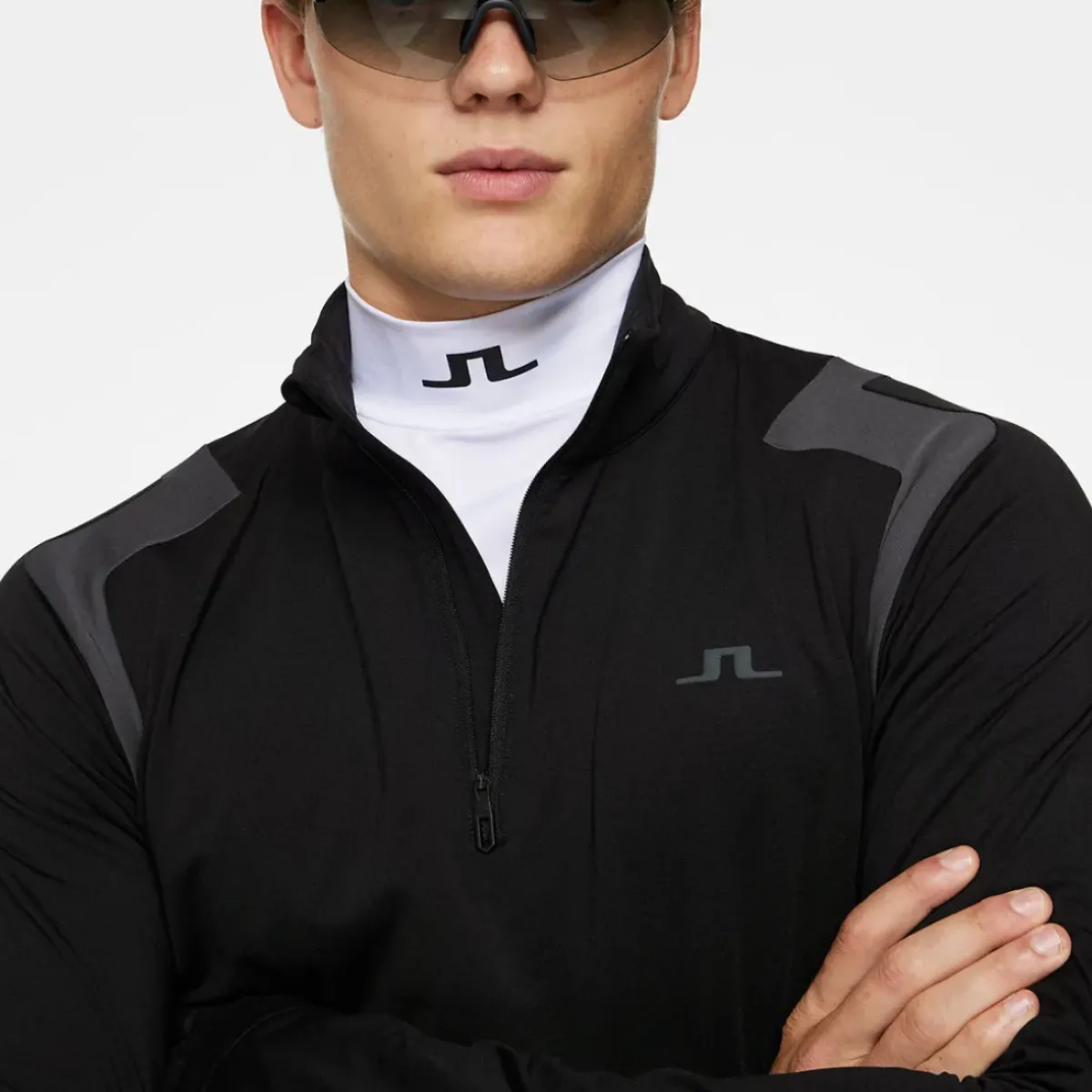 Clearance J.Lindeberg Men's Lukas Quarter Zip Golf Mid Layer Men's Sweaters|Men's Midlayers