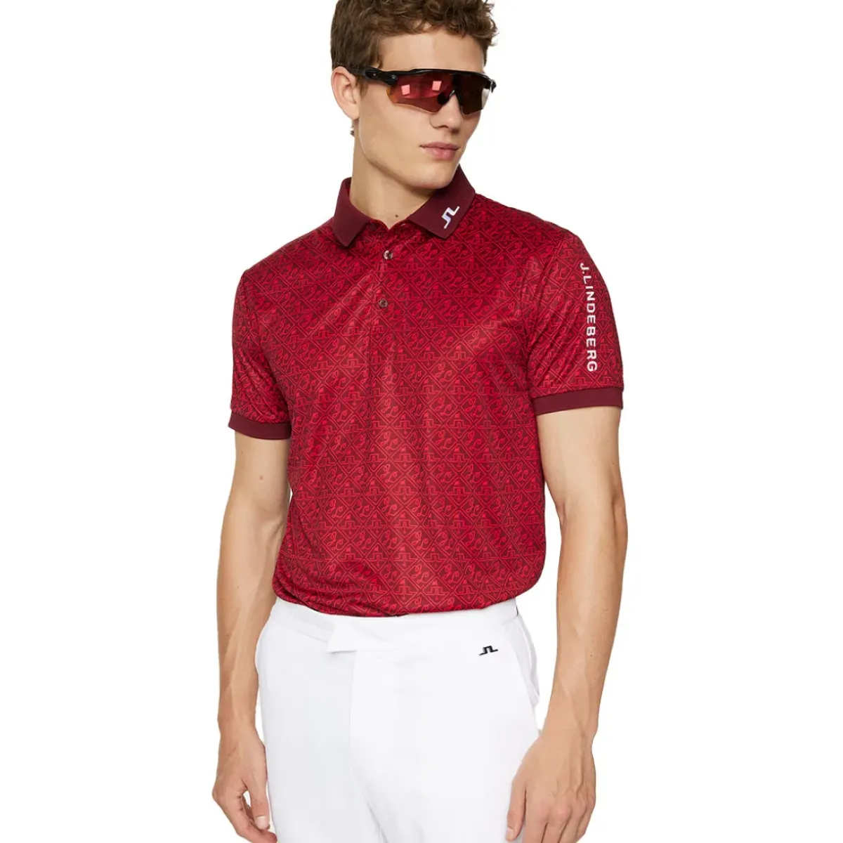 Hot J.Lindeberg Men's Tour Tech Print Golf Polo Shirt Men's Polo Shirts