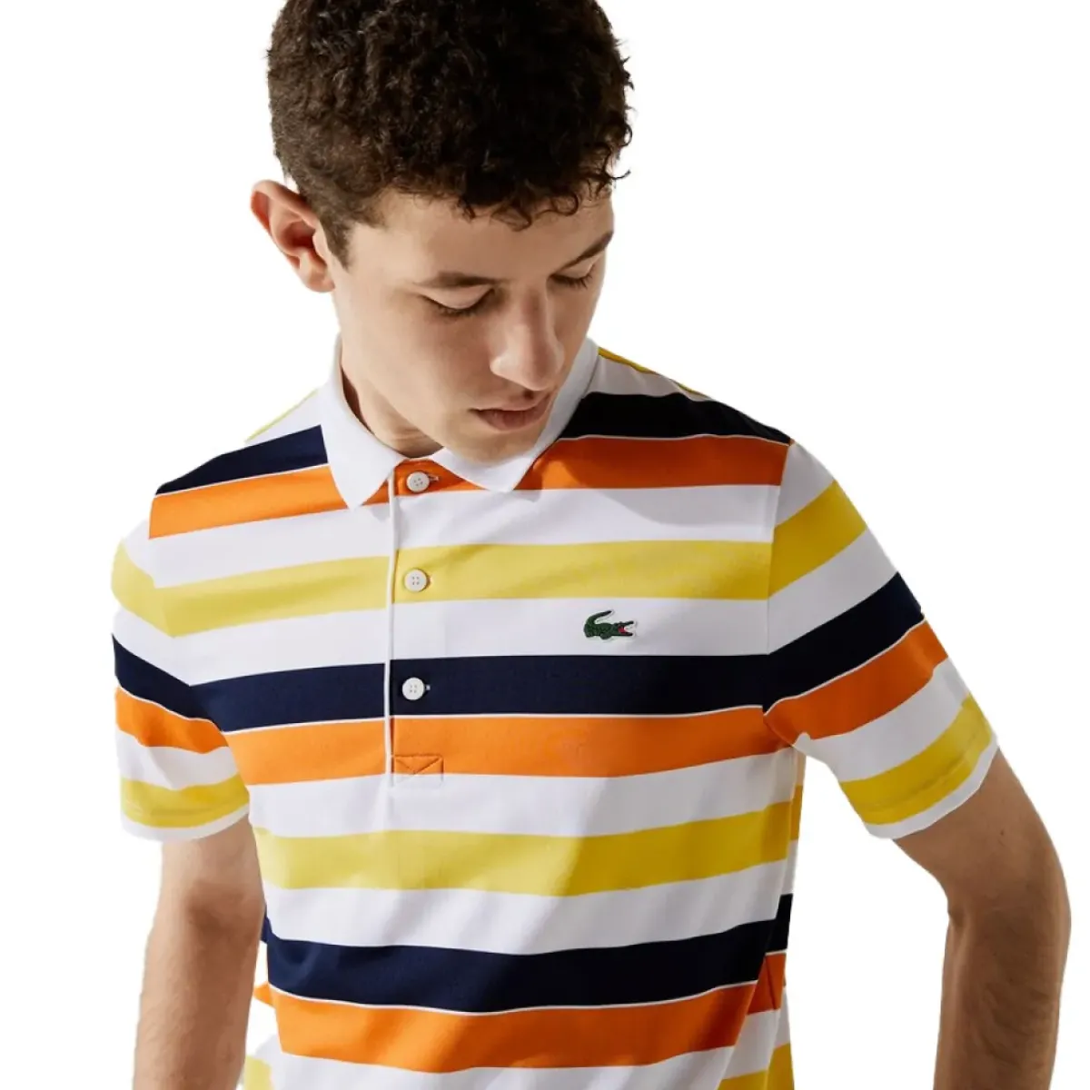 Clearance Men's SPORT Breathable Striped Stretch Golf Polo Shirt Men's Polo Shirts