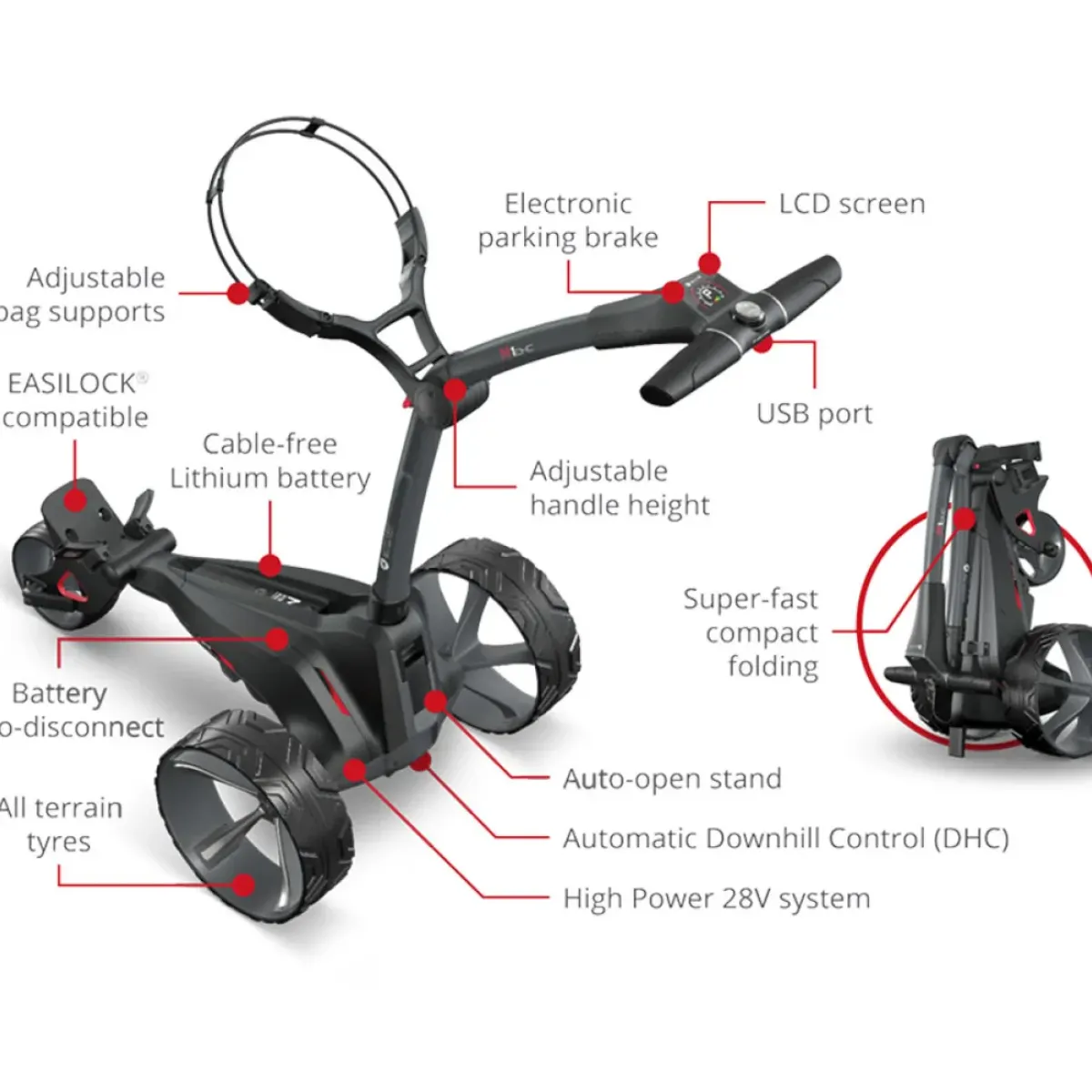 M1 DHC Standard Lithium Electric Golf Trolley Electric Trolleys