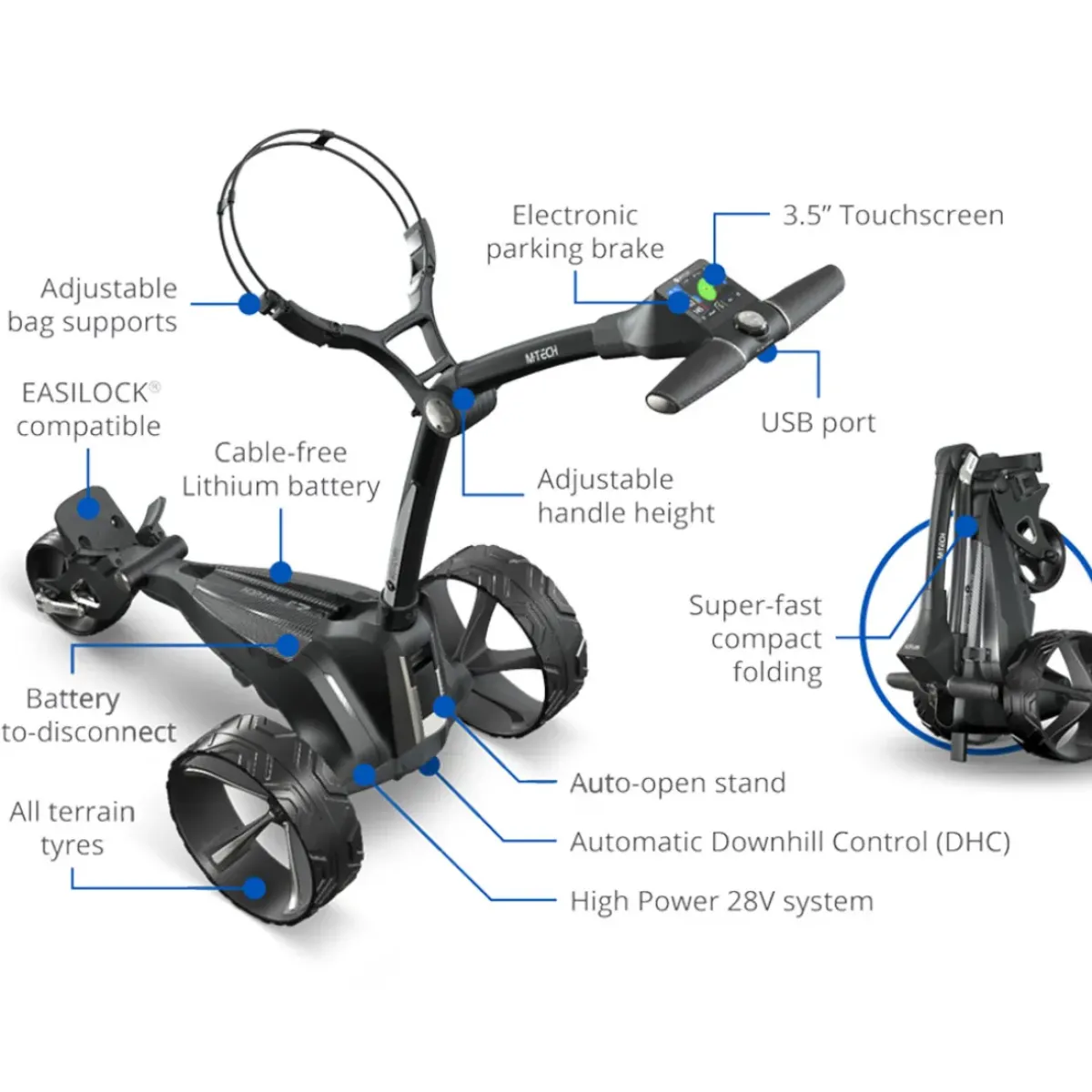 Outlet M-TECH GPS Ultra Lithium Electric Golf Trolley Gps Electric Trolleys|Electric Trolleys