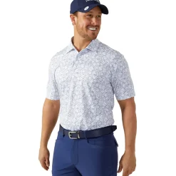 Discount Men's Hollow Geo Print Golf Polo Shirt Men's Polo Shirts