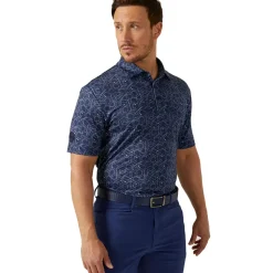 Discount Men's Hollow Geo Print Golf Polo Shirt Men's Polo Shirts