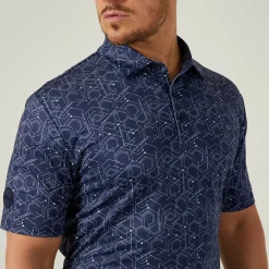 Discount Men's Hollow Geo Print Golf Polo Shirt Men's Polo Shirts