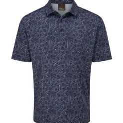 Outlet Men's Hollow Geo Print Golf Polo Shirt Men's Polo Shirts