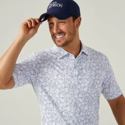 Outlet Men's Hollow Geo Print Golf Polo Shirt Men's Polo Shirts