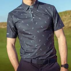 Clearance Men's Gold Putter Print Golf Polo Shirt Men's Polo Shirts